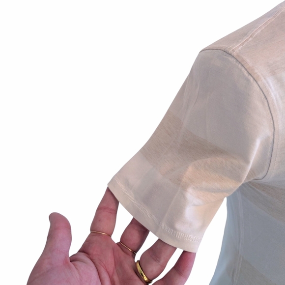 Lululemon Every Yogi Tee Active Run Stripe Pattern Women 6 Cashew White Rel 3 14 - Picture 8 of 9